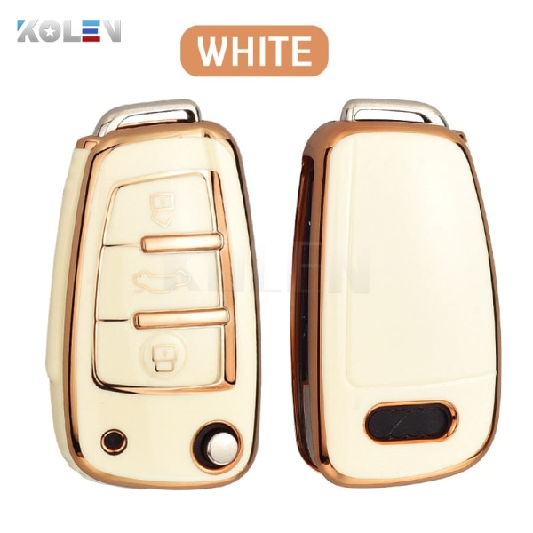 Fashion TPU Bil Flip Nøgle Etui Cover Skal Til A1 A3 8P 8L A4 A5 B6 B7 A6 A7 C5 C6 4F Q3 Q5 Q7 Q8 TT S3 S4 S6 RS White only case
