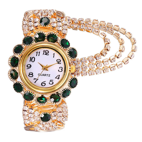 Elegant dameklokke med diamanter, moteriktig legeringsarmbåndsur for kvinner Red