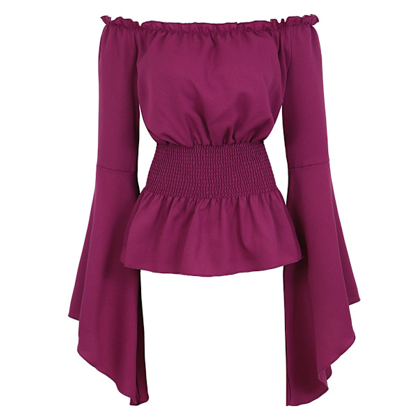 Renessanssityylinen pusero talonpoikaisnaisille, avoimet olkapäät, pitkät hihat, boheemi, steampunk, merirosvo, keskiaikainen cosplay-asu, korsettitoppi, vintage 6530purple XXXL