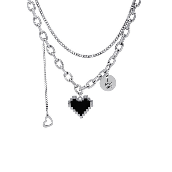 Titaani Teräs Musta Rakkaus Riipus Kaulakoru Korut Riipussetti Koristeelliset Korut 26# round necklace