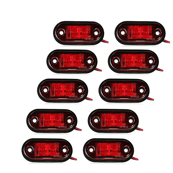 10 st Varningslampa LED Diod Ljus Oval Frigång Trailer Lastbil Orange Vit Röd LED Sidomarkeringslampa 12V 24V Lastbilstillbehör White