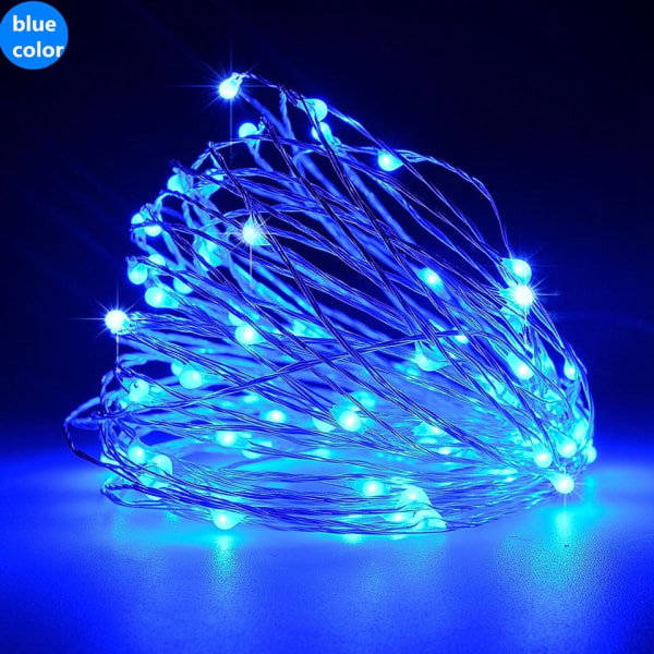 Fairy Lights USB Kobbertråd LED Lys Kæde Juleguirlande Udendørs Have Vandtæt Indendørs Soveværelse Bryllup Nytårsdekoration Blue 10M 100LED