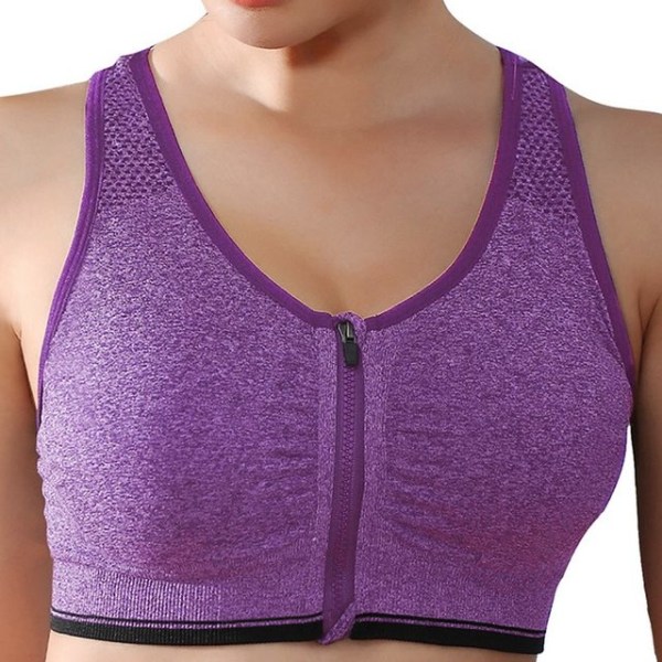 Yoga Trænings BH Åndbar Uden Bøjle Polstret Push Up Sports Top purple 2XL