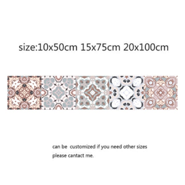 Mosaikfliseklistermærker i arabisk stil til stue, køkken, retro 3D vandtæt vægmaleri, badeværelsesindretning, DIY selvklæbende tapet 10 10x50cm