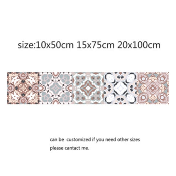 Mosaikklistermärken i arabisk stil för vardagsrum Kök Retro 3D Vattentät väggmålning Dekal Badrumsinredning självhäftande tapeter 9 15x75cm