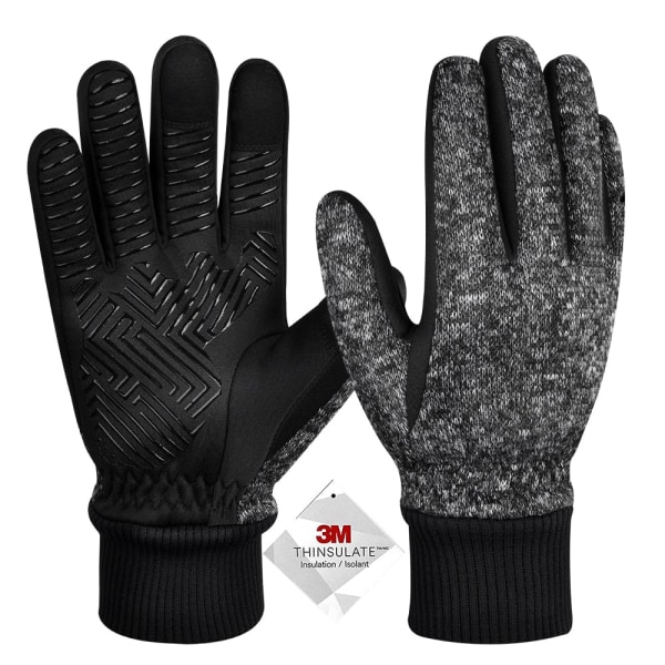 Vinterhansker -10℉ 3M Thinsulate Termiske Hansker Kaldt Vær Varme Hansker Løpehansker Berøringsskjerm Sykkelhansker for Menn Kvinner Dark-gray XL