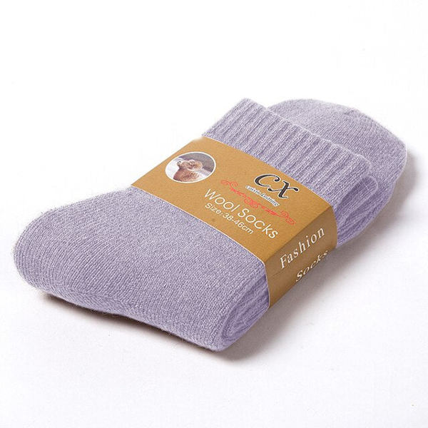 1 Pari Talvisia Lämpimiä Naisten Villasukkia Miesten Villasukkia Erittäin Paksuja Yksivärisiä Merinovillasukkia Kylmää Lunta Vastaan Froteesukkia light purple 1 Pairs