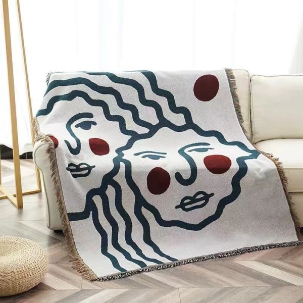 Mystical Eyes -kuvioinen kudottu heittopeitto, seinämatto, sohvanpeitto, makuuhuoneen sisustus, tupsulanka-peitto, suuri heittopeitto, kuvakudos, piknikmatto aa1 130x150cm