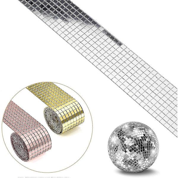 Självhäftande spegelplattor, silver, mini kvadratiska glasplattor