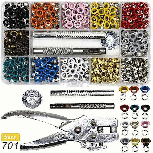 12 farver 5 mm metaløjer sæt metaløjer sæt skoøjer øjesæt til læderstof bælte tøj håndværk og mere 400pcs 10 colors