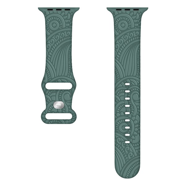 Klockarmband för Apple Watch iWatch 42/44/45/49MM Förlängt Cashew Blomma Tallbarrsgrön