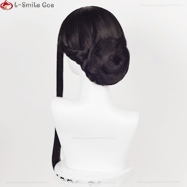 Anime SPY×FAMILY Yor Forger Pitkät Mustat Cosplay Peruukki Hiukset Lämmönkestävä Synteettinen SPY FAMILY Halloween Roolileikki Peruukit + Peruukkihattu Wig A and Earrings One Size