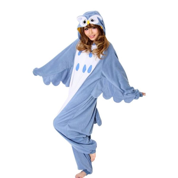 Animal Cosplay Kostym Kigurumi Onesie Uggla Unisex Vuxen Pyjamas Blue L