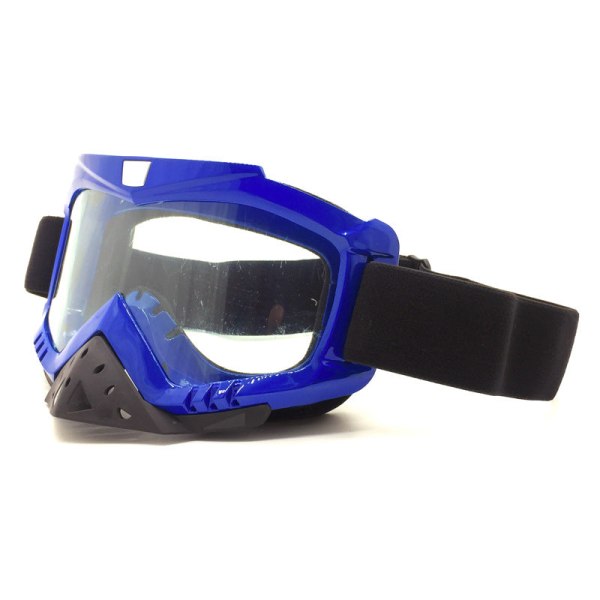 Moottoripyörän off-road kypärälasit Ajolasit Tuulenpitävät lasit Laskettelulasit Kilpa-ajolasit Blue frame transparent sheet 17cm