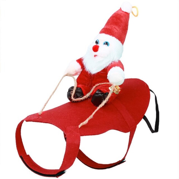 Hundleksak Jul Kläder för Husdjur Jultomten Rider På En Hjort Jacka Kappa Julkläder Kostymer för Små Stora Hundar Outfit As Picture L