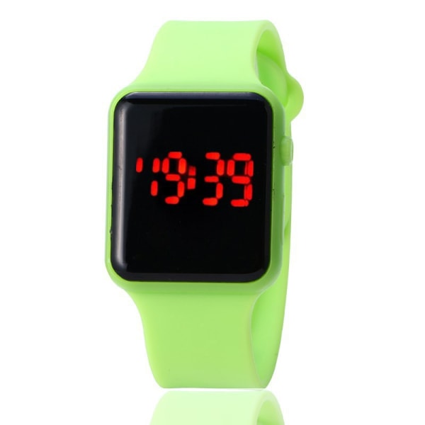 Apple Square Fashion Sports Led Silikon Elektronisk watch för barn Green