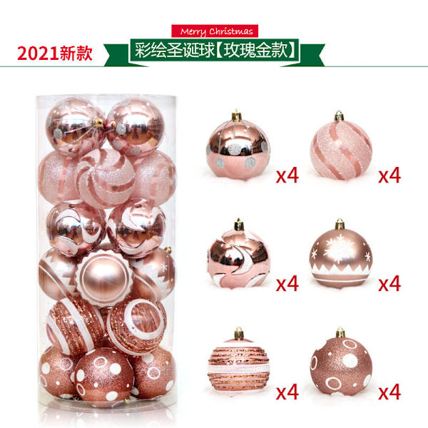 Julekugle Dekoration Kugle 6 CM24 Farvet Tegnekugle Pakke Dekorationer Juletræs Ornament Kugle Tønde Colored Drawing ball [Hongjin]]