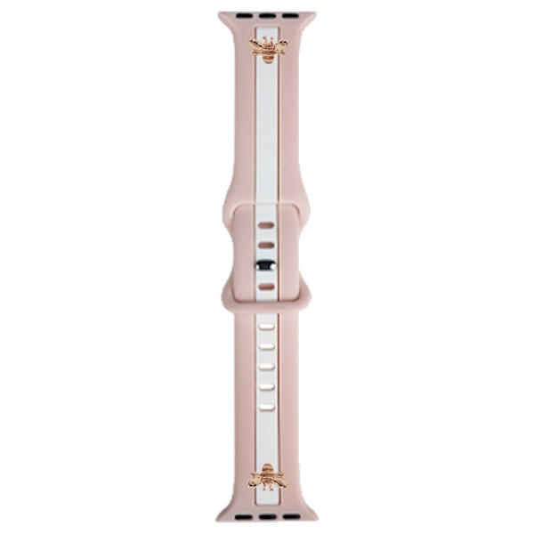 Urrem til Apple Watch iWatch 42-49mm sort æske pink sand med hvid + rosaguld bi