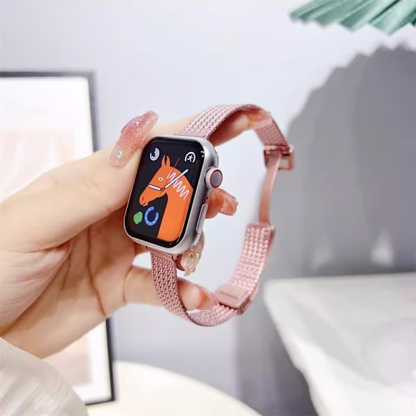 Kellon ranneke Apple Watch iWatch 1-9 sukupolvelle SE 42-44-45-46-49mm Pinkki magneettisolki