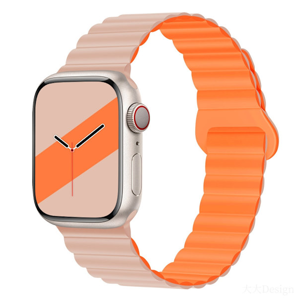 Klockarmband för Apple Watch iWatch för 38/40/41mm rosa sand med orange
