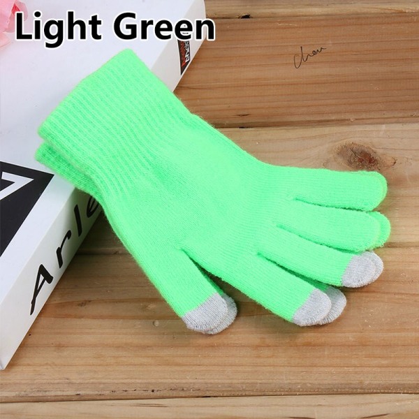 Unisex Dame Herre Berøringsskjerm Vinterhansker Varme Votter Ensfarget Bomull Varmere Smarttelefoner Kjørehansker Luvas Dame Light Green One Size