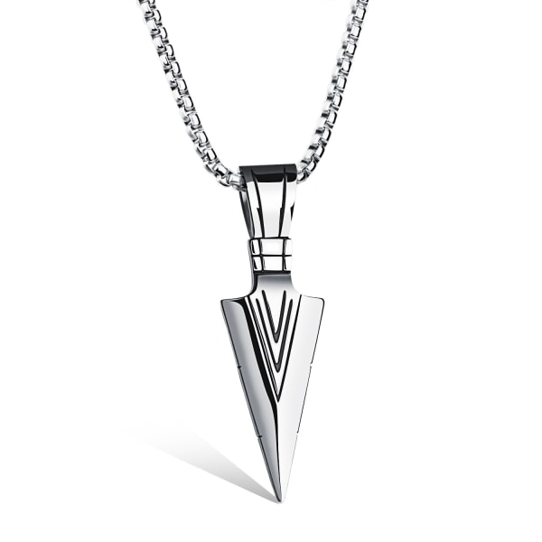 Personligt spjutspetshänge Street Style Mode Hip Hop Style Titanium stål herrhalsband [1070] Black single pendant