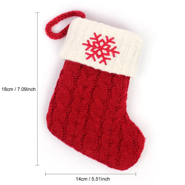 Hängbar Röd stickad Julstrumpa Snöflinga Bokstav Julstrumpa Julgranshängande Ornament 2024 Navidad Natal Xams Snowflake