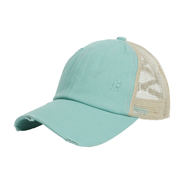 Baseballkasket med hestehalehul, ny hat, denim, vasket, slidt, udendørs sport, kasket med skygge, kvinder #5 yellow Adjustable