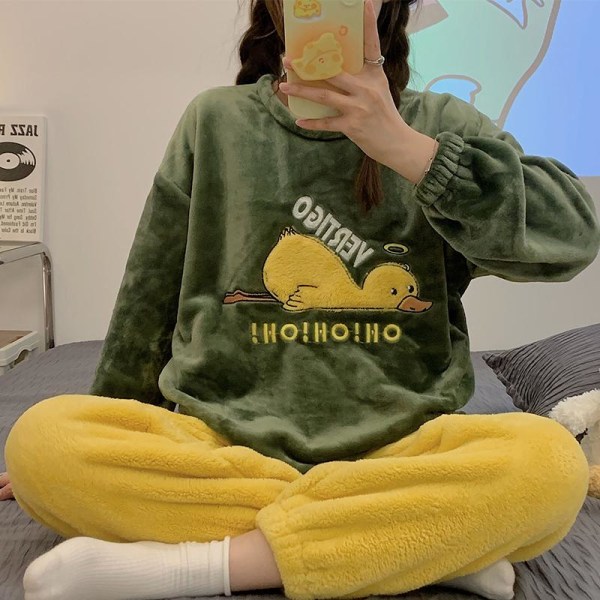 Söpö Ankka Pyjama Rento Pitkähihainen Pyöreäkauluksinen Puku Sarjakuva Kotiasu Like the picture M