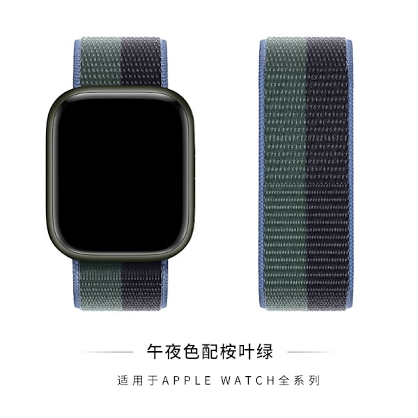 Klockarmband för Apple Watch iWatch 42/44/45/49mm S10 46 1 Midnight med Eucalyptus Green
