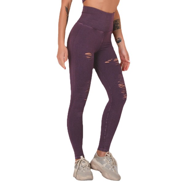 Eurooppalaiset ja amerikkalaiset kulutetut joogahousut, revityt, ontot, saumattomat, korkeavyötäröiset urheilu yhdeksänosahousut, lantiota kohottavat fitnesshousut naisille 6315 trousers-purplish red M