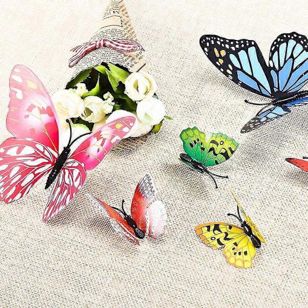 72 stk. Sommerfugl Veggdekor 3D Sommerfugler Dekor For Vegg Avtakbar 6 stk. 6pcs