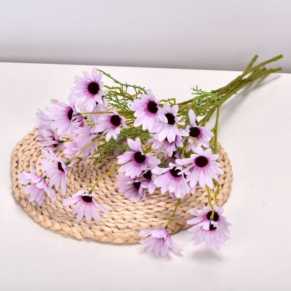 5 Hoder Hvit Tusenfryd Kunstige Blomster Lang Gren Bukett for Hjem Bryllup Hage Dekor DIY Brude Silke Falsk Blomst Red