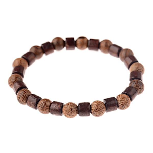 8mm Naturlig Rund Cylinder Træperler Armbånd Mænd Klassisk Elastisk Buddhistisk Bøn Buddha Armbånd Hommes ABJ028