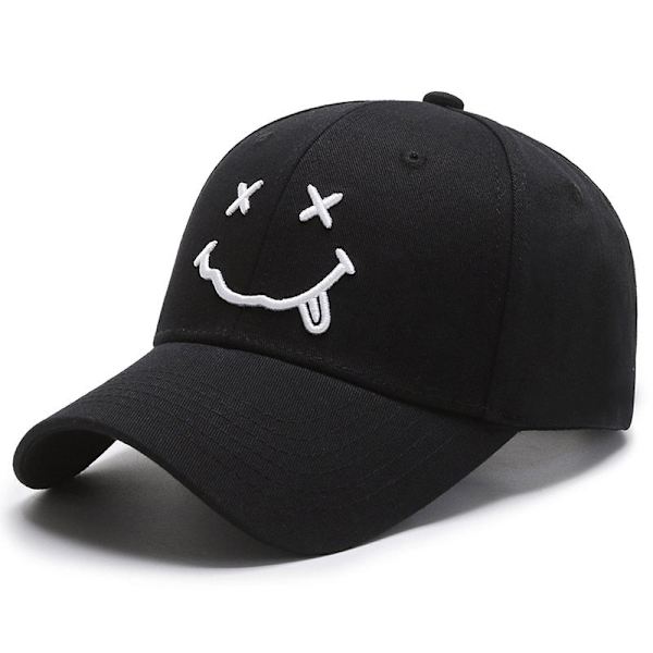 Smile Face Broderi Baseball Caps til Kvinder Kpop Sort Bomuld Justerbar Snapback Sjov Hip Hop Cap Efterår Sol Far Hatte til Mænd 04 Adjustable