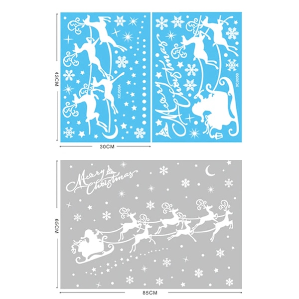 Jul Glasdekaler Heminredning Ornament Jul Snöflinga Jultomte Dörr Butiksfönster Dekal Nyår Juldekoration 2