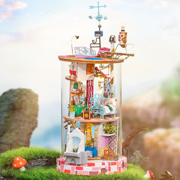 Robotime Rolife Dockhus DIY Mysterievärldshus med Möbler Barn Vuxen Miniatyr Dockhus Träsatser Leksaker Gåvor as photo DS004