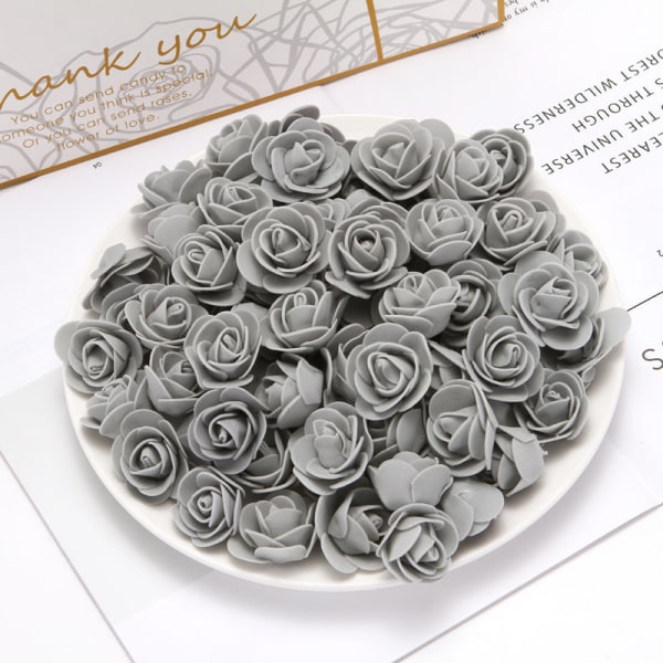 50 st PE Skum Fake Rosor Huvud Konstgjorda Blommor Billig Bröllopsdekoration för Scrapbooking Presentförpackning DIY Krans Multi-Användning 13 white