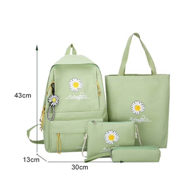 4 st/set Skolryggsäckar för damer Skolväska Daisy Canvas för tonårsflickor Student College Bokväska Pojkar Portfölj Bolsas Mochilas E Black Backpacks