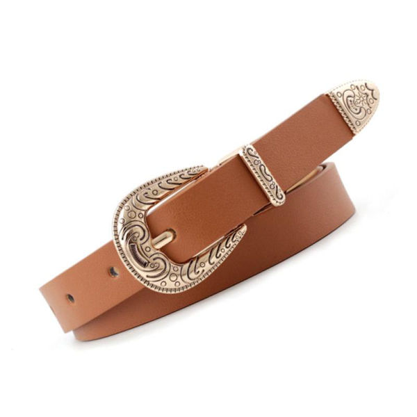 Dam Retro Stil Casual All Match Tunt Metallspänne Midjebälte Like the picture Camel