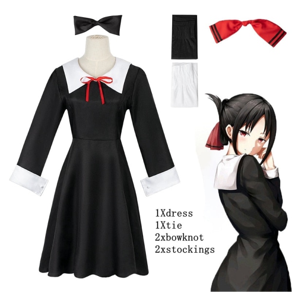Anime Kaguya-Sama: Love Is War Shinomiya Kaguya Cosplay Kostumer Fujiwara Chika Voksen Anime Tøj Kvinde Kjoler Hovedbeklædning 1dress and 1wig XXL