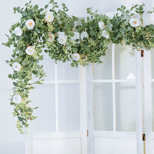 2M Kunstige Blomster Planter Falsk Eukalyptus Ranke Guirlande Hængende til Bryllup Hjemmekontor Fest Have Håndværk Kunst Dekoration 1pc champagne rose