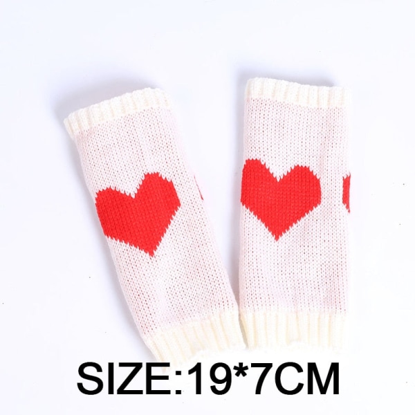 Vinterhandskar damer Pekskärm Tjocka varma stickade handskar Love Heart Print Fingerless Mitten Outdoor Skid Handskar Coffee One Size