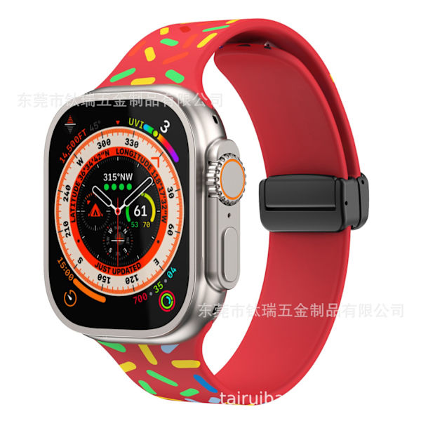 Klockarmband för Apple Watch iWatch 38/40/41mm Röd Sport Regnbåge Svart Spänne