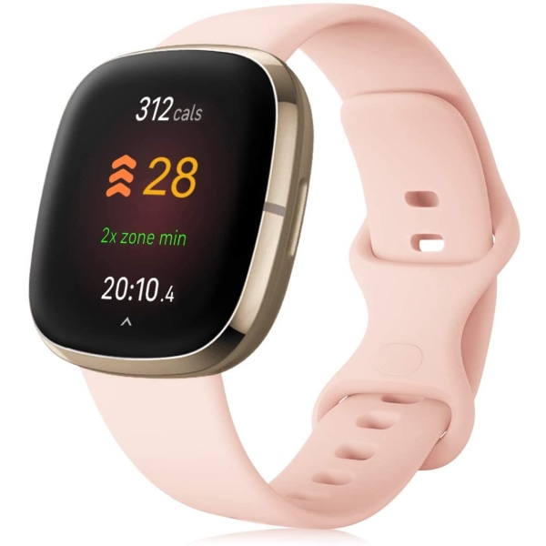 Mjukt silikonarmband Ersättningsarmband för Fitbit Versa 3/Fitbit Sense Armbandsband Sand pink S