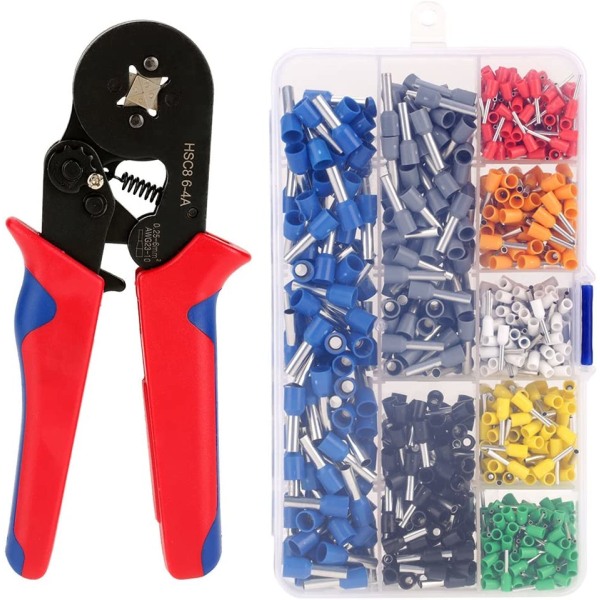 0,08-10mm Rörtångsklämmor Verktygsset Nytt 1200st Terminalklämmor Mini Elektrisk Tång HSC8 Precisionsklämsats Red plier and 800pcs
