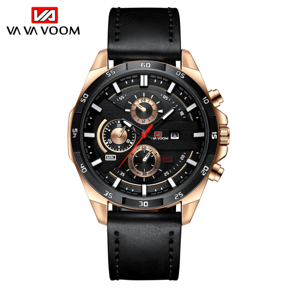Klokker Herre Sportsklokke Belte Business Kalender Student Vanntett Klokke Casual Quartz Klokke 216PZ3 brown belt with black surface