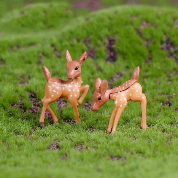2 ST Artificiell Mini Sika Hjort Giraff Fe Trädgård Miniatyrer Tomtar Mossa Terrarier Harts Hantverk Figuriner Heminredning Default Title