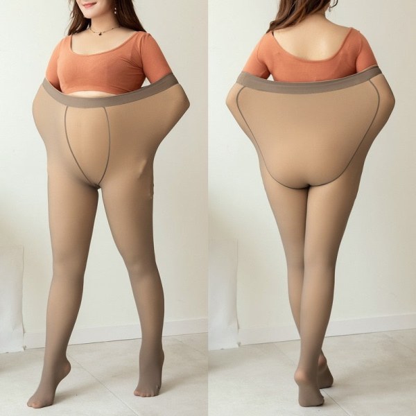 Plus-kokoiset talviset naisten sukkahousut lämpökerrastoa, läpikuultavat sukkahousut, naisten lämpimät leggingsit, feikki-sukkahousut, fleece-trikoot, ihoa imitoiva efekti skin half feet 90g (15-20 Celsius)