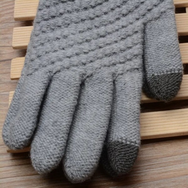 Vinter Touch Screen Handskar Dam Herr Varma Stretch Stickade Vantar Imitationsull Full Finger Guantes Kvinnlig Virkad Luvas Förtjocka Style 3 Black One Size